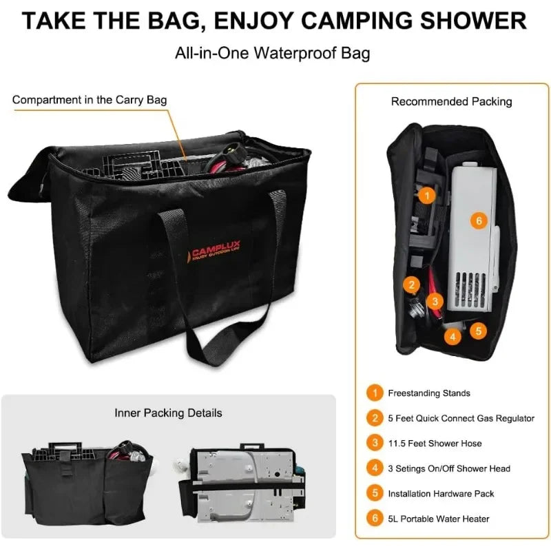 Portable Outdoor Tankless Water Heater Propane Instant Hot Camping Shower