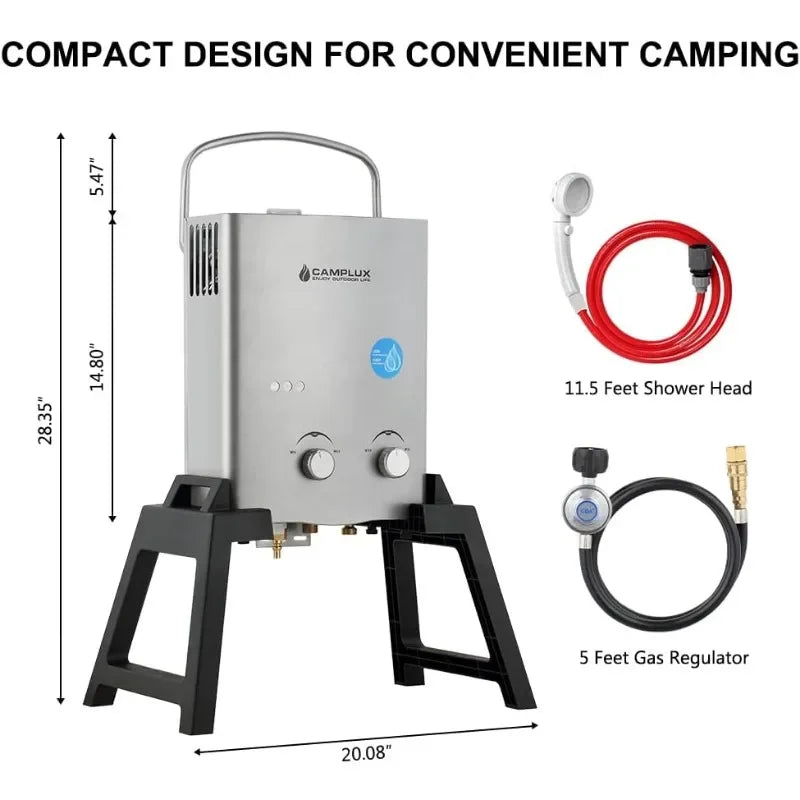 Portable Outdoor Tankless Water Heater Propane Instant Hot Camping Shower