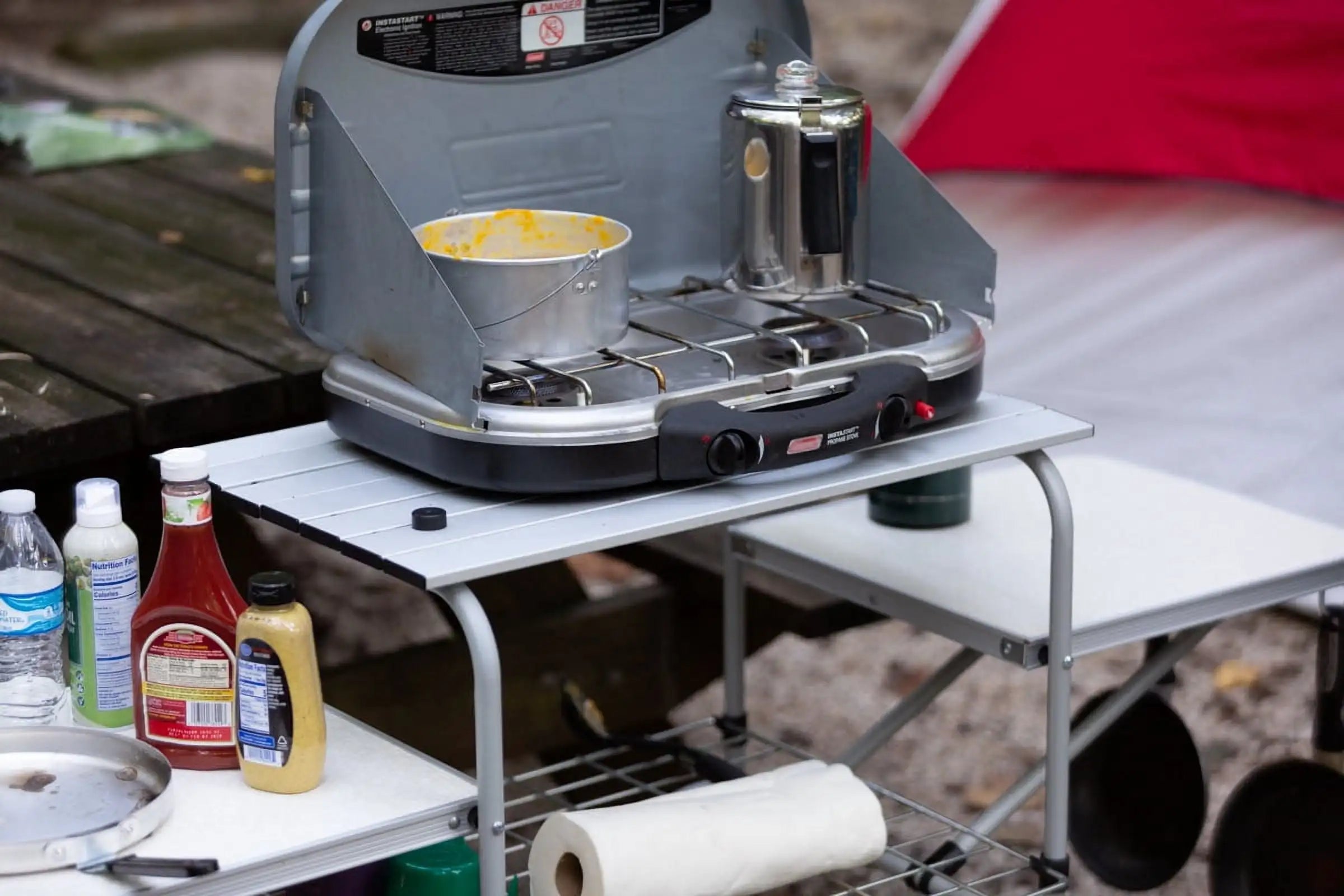 Camp Kitchen Cooking Stand with Three Table Tops