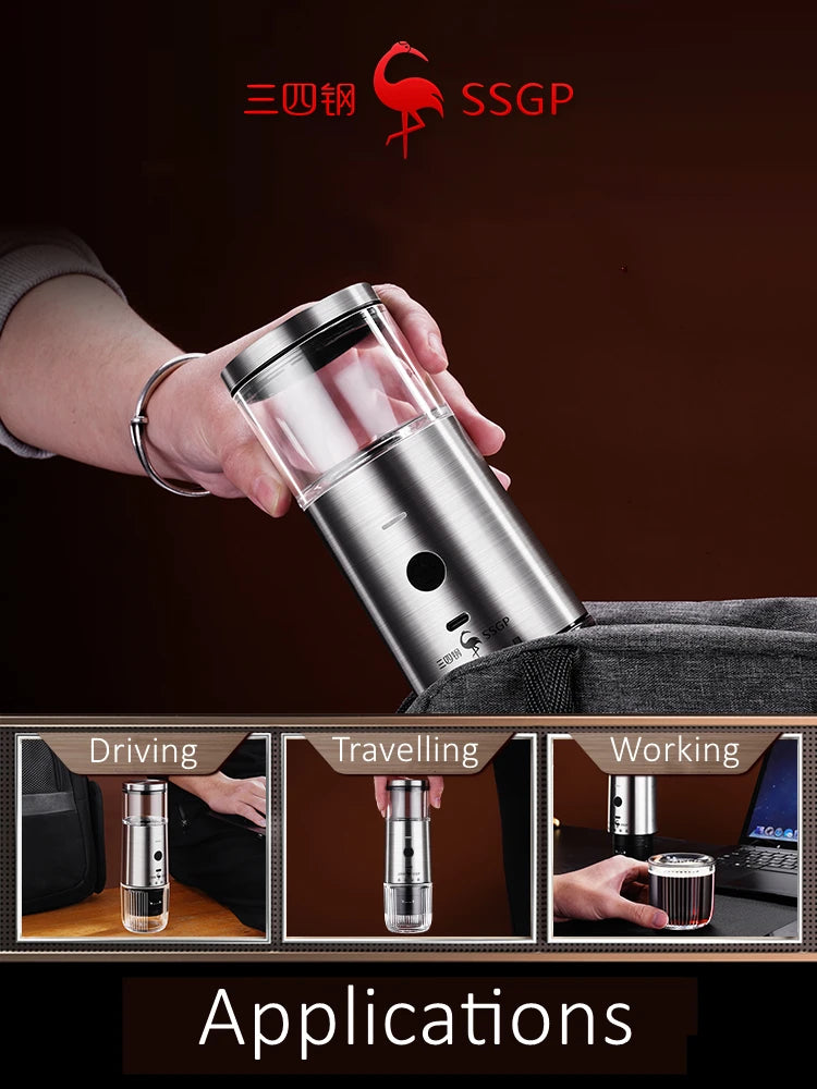 Portable Rechargeable Capsule and Powder Coffee Machine 15Bar