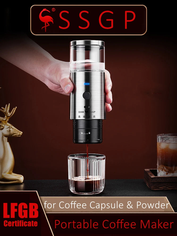 Portable Rechargeable Capsule and Powder Coffee Machine 15Bar