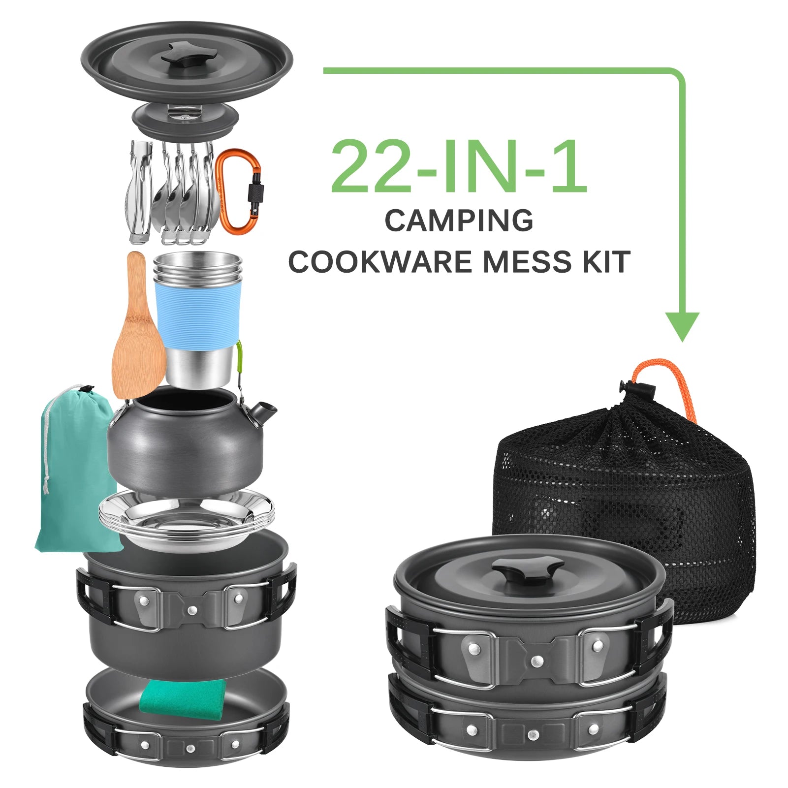 Camping Cookware 22pcs kit